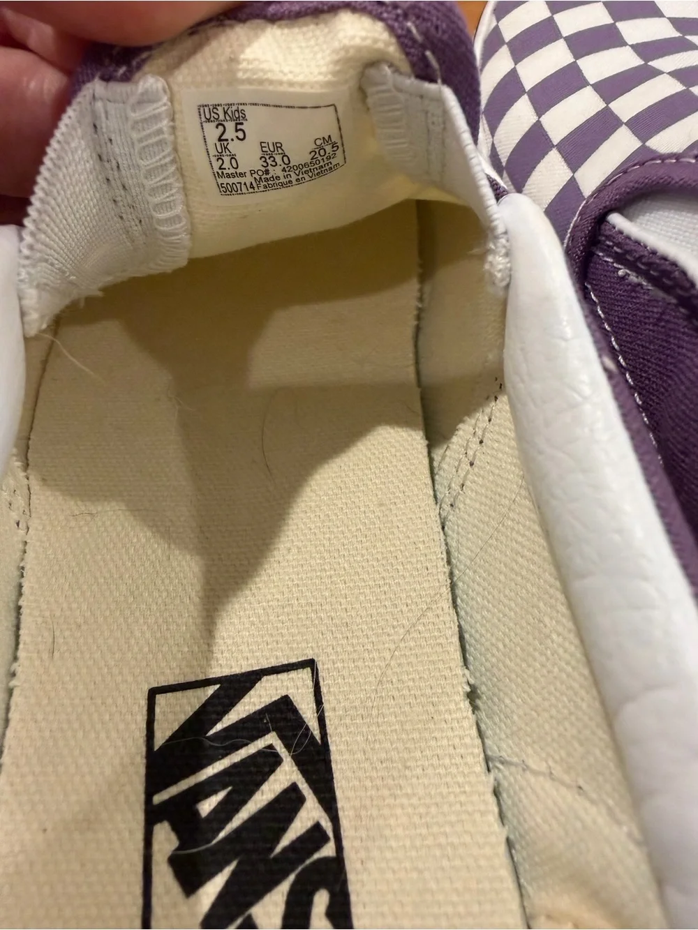 Vans Kids Slip-On Checkerboard Sneakers - Purple & White